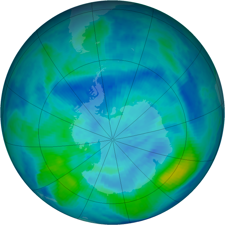 Antarctic ozone map for 21 March 2000